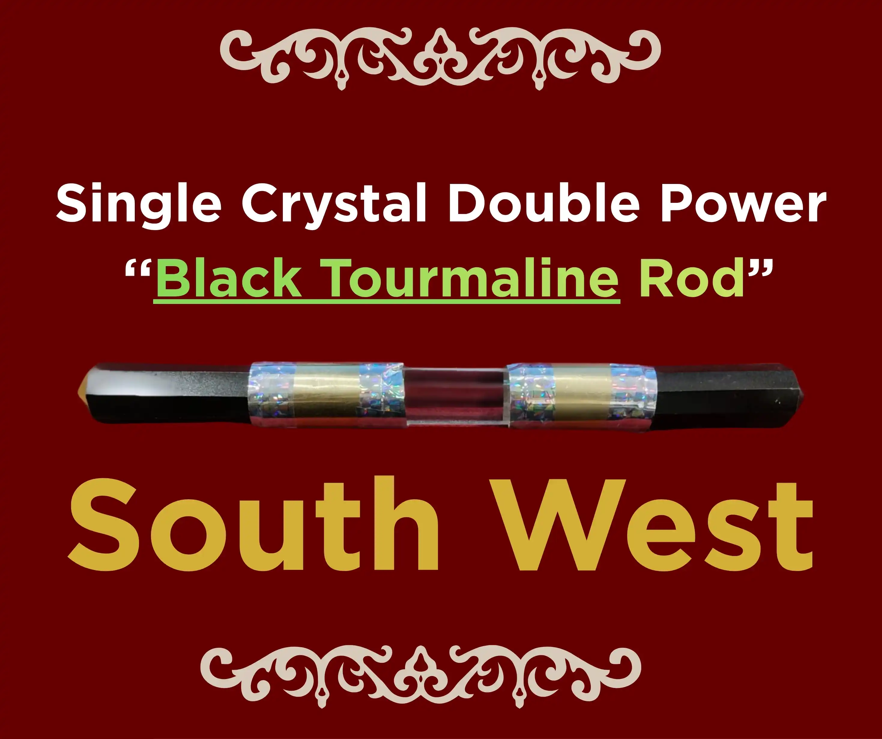 Single Crystal Double Power “Black Tourmaline” Rod